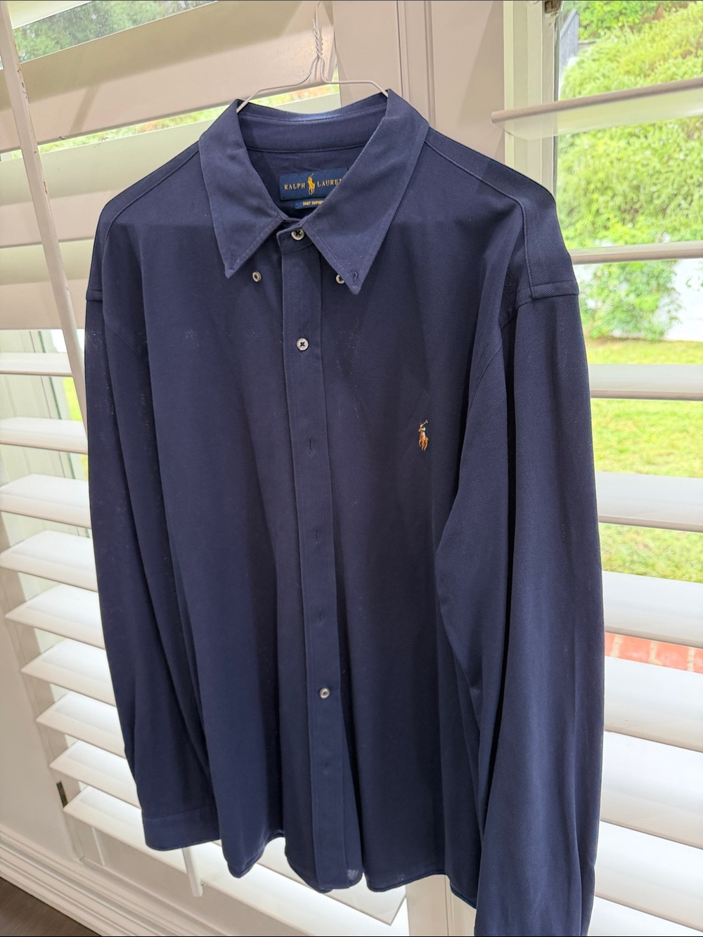 Ralph Lauren Navy Long-Sleeve Button-Down Dress Shirt